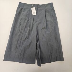 COS NWT Cotton Nylon Blend High Waist Pleated Shorts Green Retail $99
